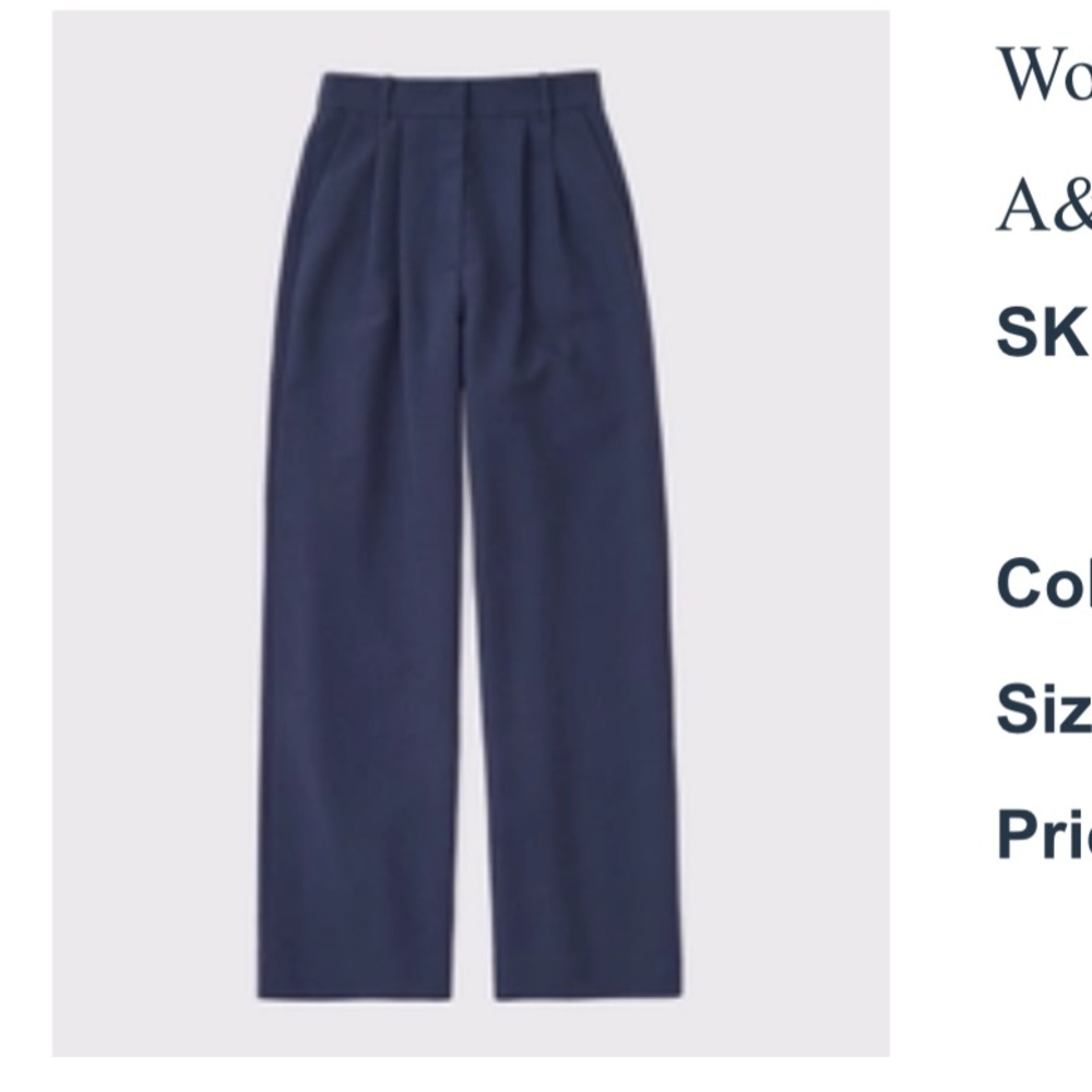 A&F Sloane Tailored Wide Leg Pant 26R